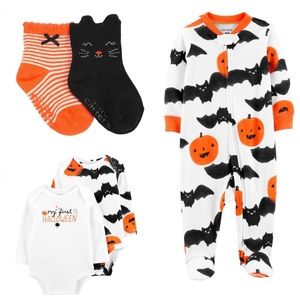 NWT Baby Halloween 4pc Bundle Lot Sleeper Bodysuits Socks Preemie Newborn